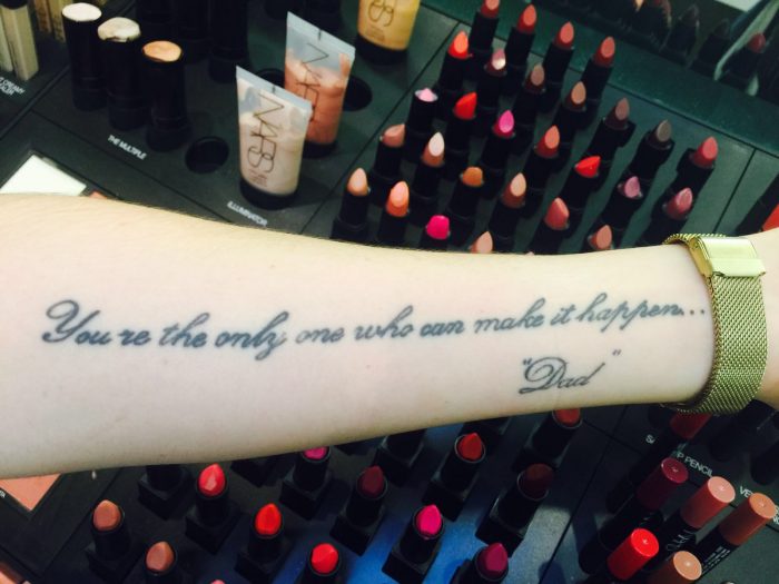 Beautician Elle Ford's inspirational tattoo 