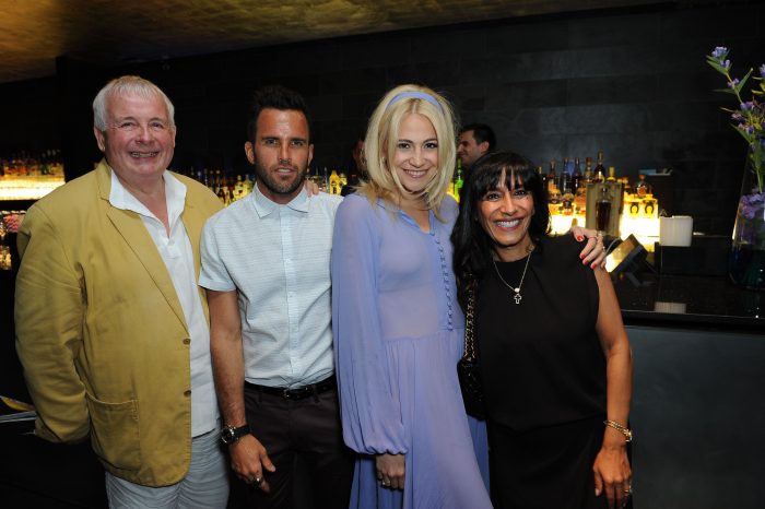 ©Edward Lloyd/Alpha Press 080000 21/07/2016 Christopher Biggins, James O'Keefe, Pixie Lott, Irene Strank at the Launch of the Paul Strank Charitable Trust held at Mint Leaf in London.
