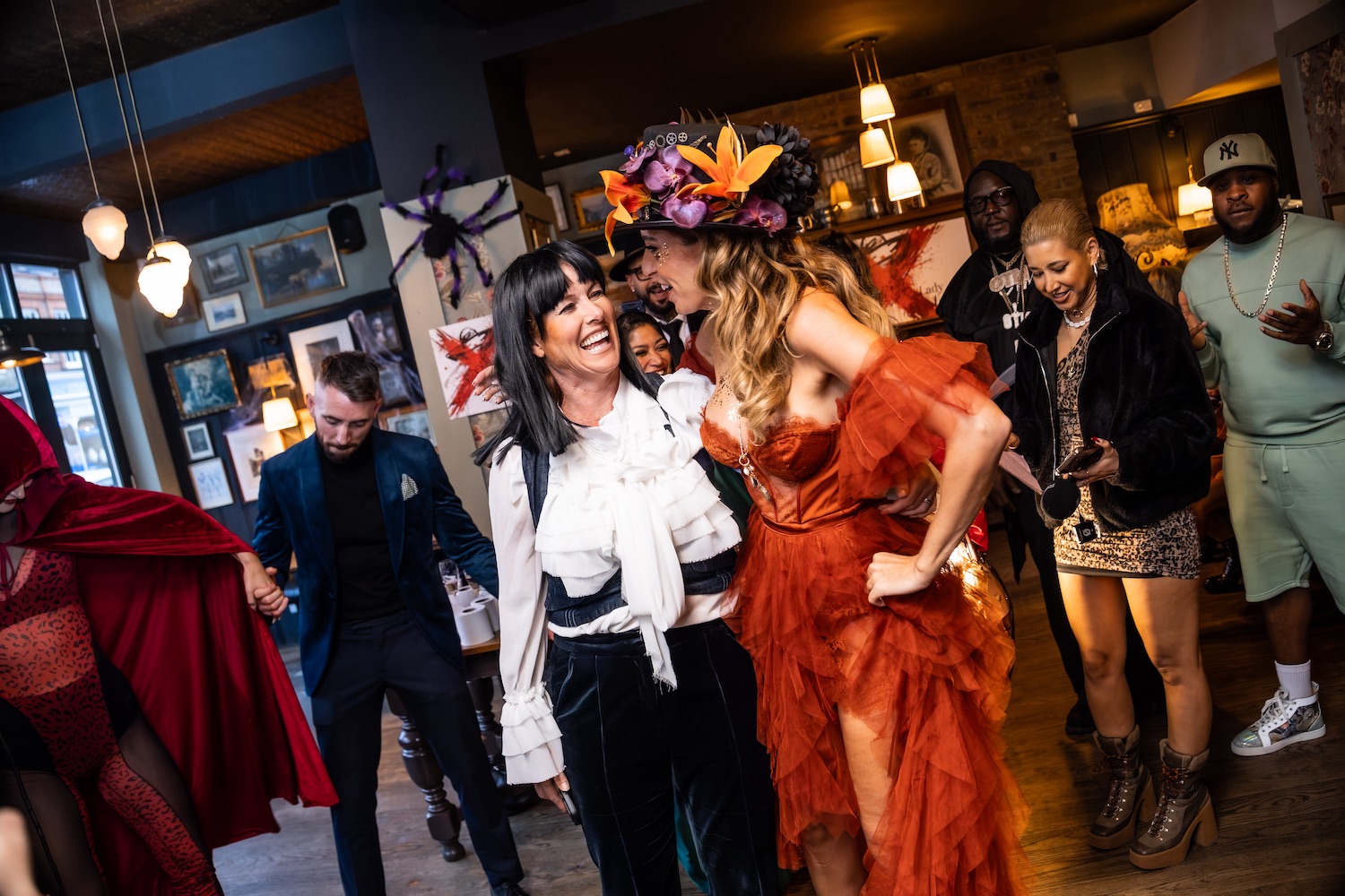 Guests enjoying the Lady Wimbledon Halloween party.