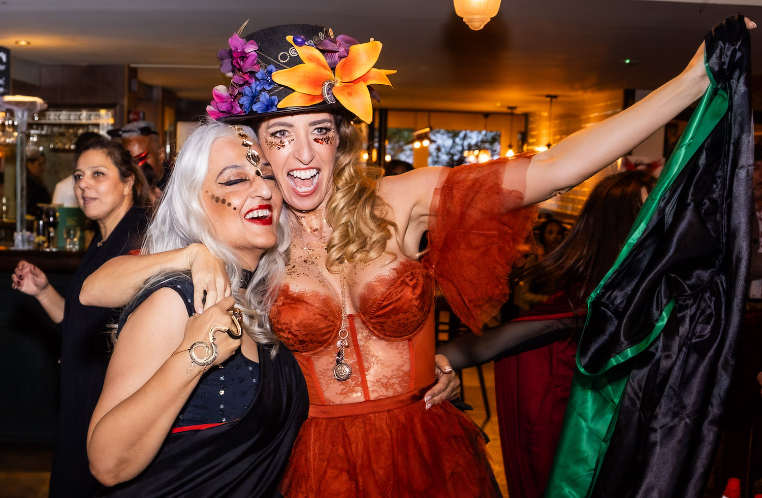 Lady Wimbledon with Seema Anand at the Fire Stables in Wimbledon Village for Halloween event.