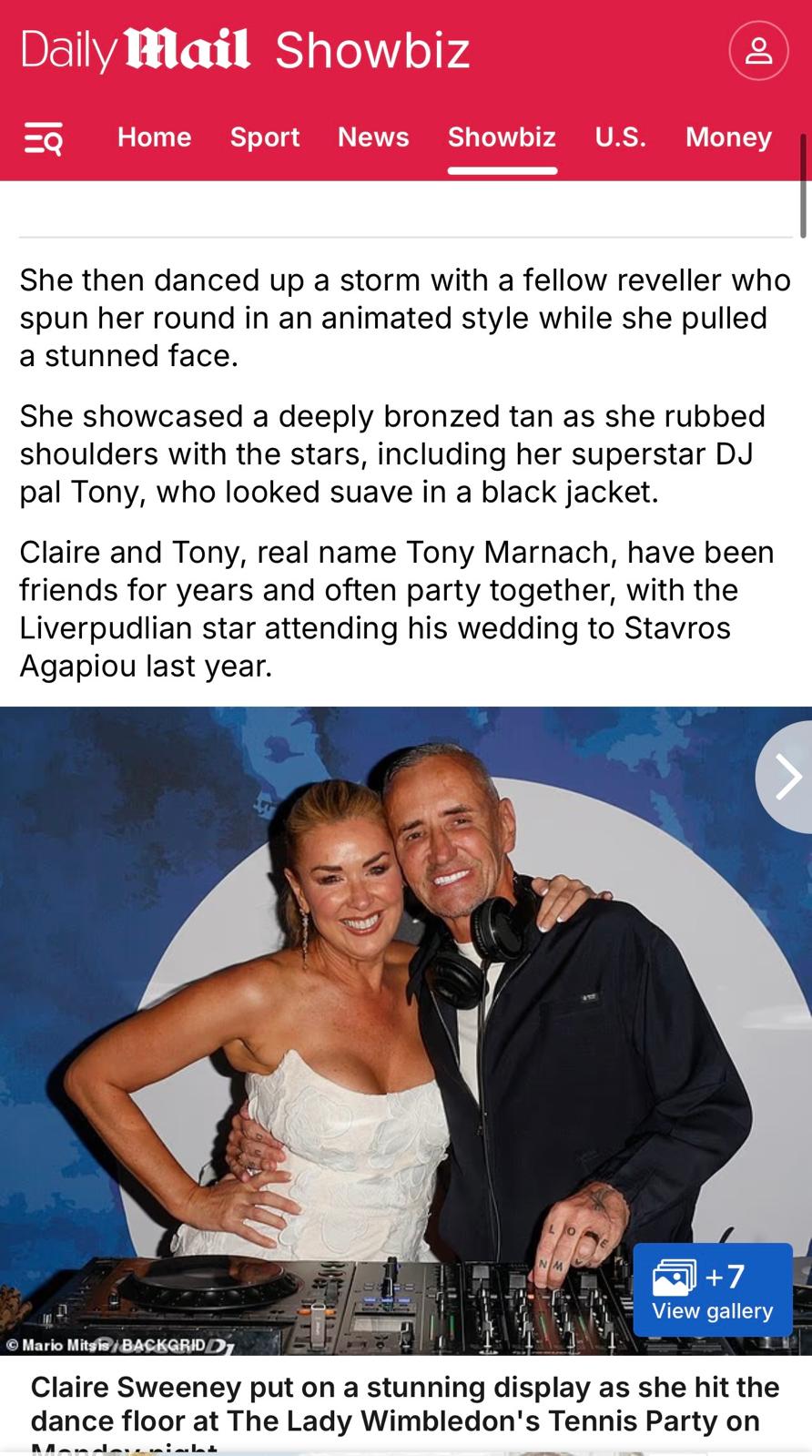 Dail Mail press cutting of Fat Tony and Claire Sweeney